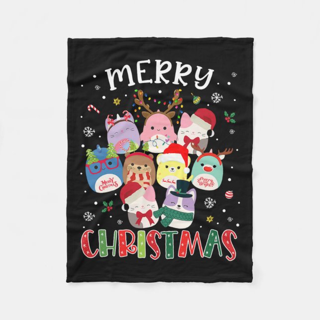 Merry Christmas Squish Squad Mallow Girls Boys Kid Fleece Blanket (Front)