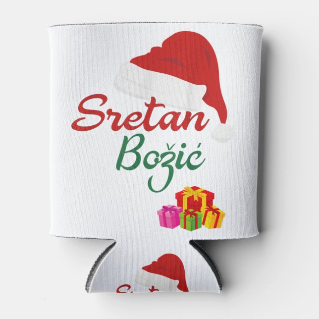 Merry christmas sretan bozic hrvatski croatian hrv can cooler (Front)