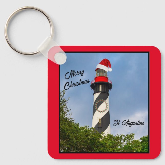 Merry Christmas St Augustine Florida Lighthouse  Key Ring (Front)