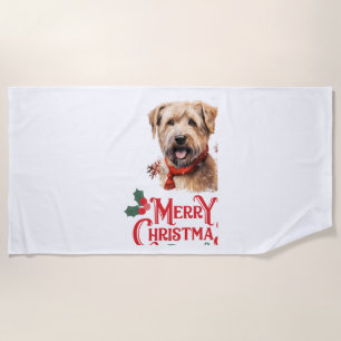 Merry Christmas Staffordshire Bull Terrier Beach Towel