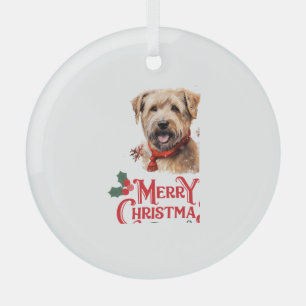 Merry Christmas Staffordshire Bull Terrier Glass Tree Decoration