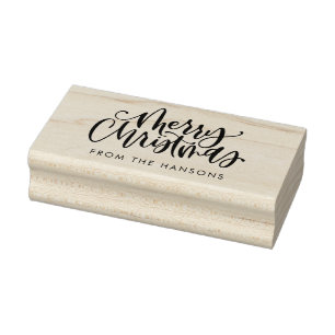 Merry Christmas Stamp, Holiday Stamp, Personalized Rubber Stamp
