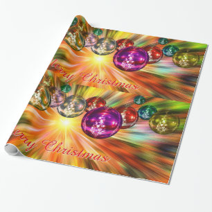 Merry Christmas Star and Ornament Abstract Wrapping Paper