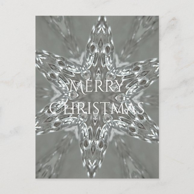 Merry Christmas Star Antique Silver Grey Holiday Postcard (Front)