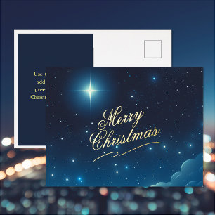 Merry Christmas Star Holiday Foil Post Card
