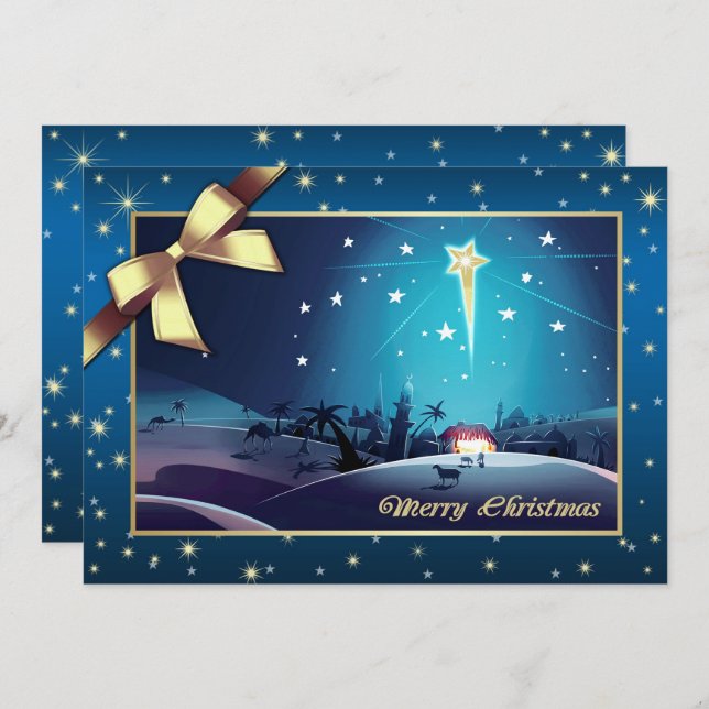 Merry Christmas. Star of Bethlehem Holiday Card (Front/Back)