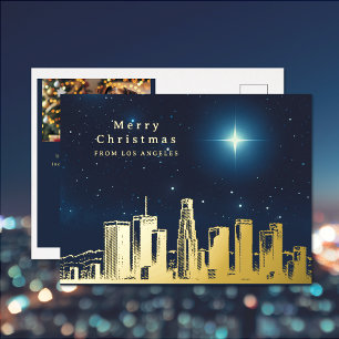 Merry Christmas Star Photo Foil Holiday Post Card
