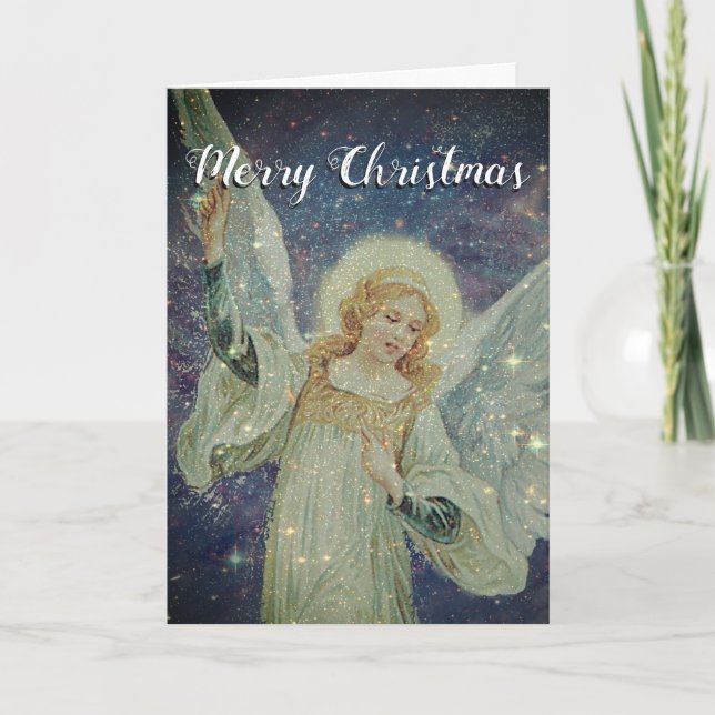 Merry Christmas Starlight Angel Holiday Card (Front)