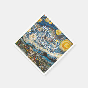 Merry Christmas Starry Night after Van Gogh Napkin