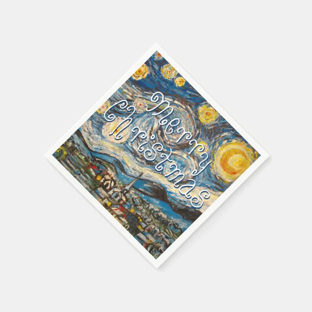 Merry Christmas Starry Night after Van Gogh Napkin (Corner)