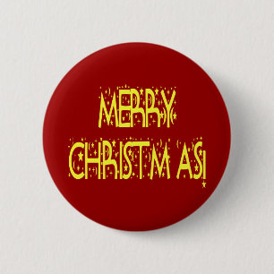 Merry Christmas Starry Night Font 6 Cm Round Badge