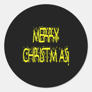 Merry Christmas Starry Night Font Girls Boys  Classic Round Sticker