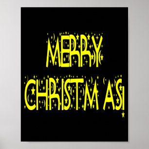 Merry Christmas Starry Night Font Girls Boys  Poster