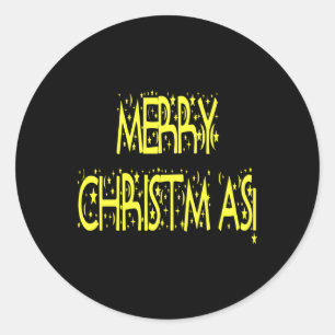 Merry Christmas Starry Night Font Girls Boys T Shi Classic Round Sticker