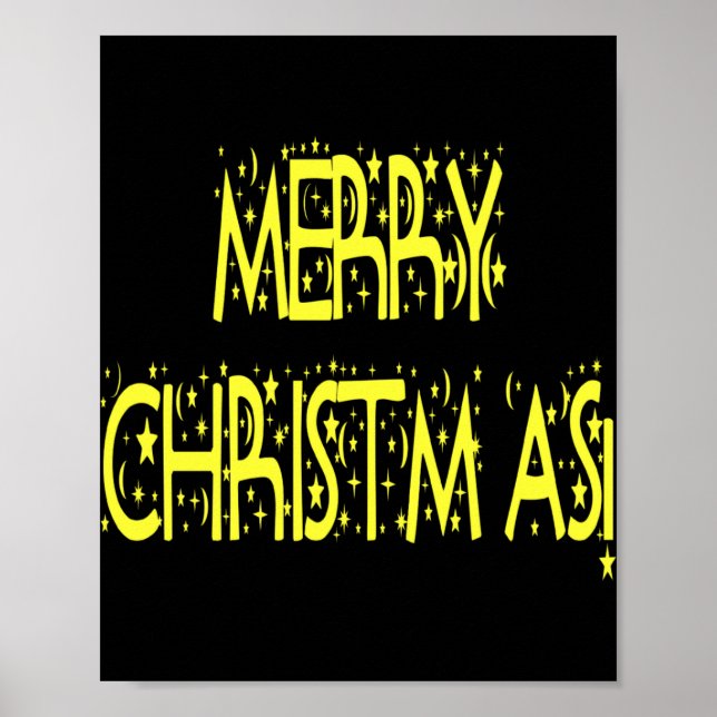 Merry Christmas Starry Night Font Girls Boys T Shi Poster (Front)