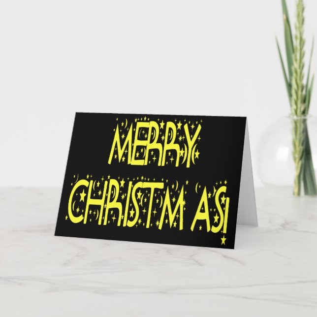 Merry Christmas Starry Night Font Holiday Card (Front)