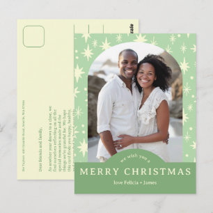 MERRY CHRISTMAS Stars Holiday CUSTOM Arch PHOTO Postcard