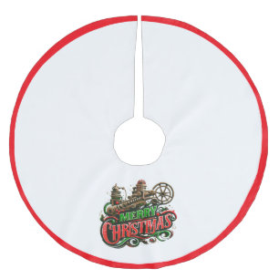 Merry Christmas steampunk Brushed Polyester Tree Skirt