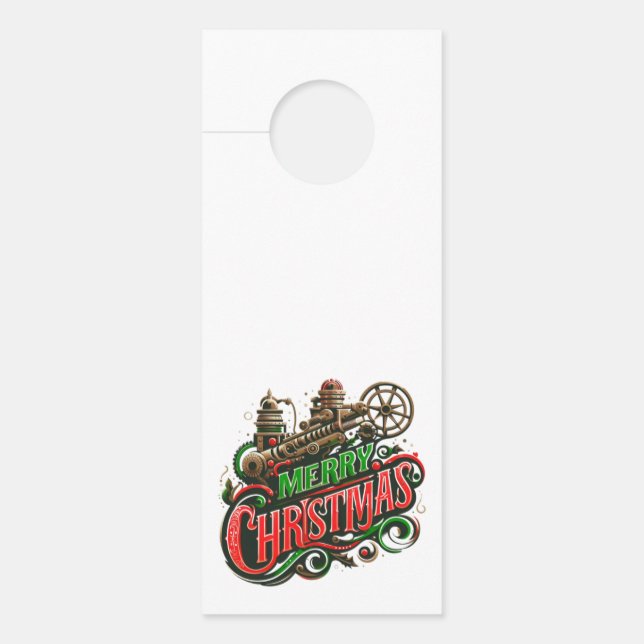 Merry Christmas steampunk Door Hanger (Front)