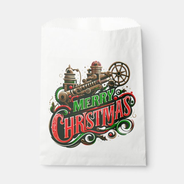 Merry Christmas steampunk Favour Bags (Front)