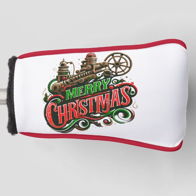 Merry Christmas steampunk Golf Head Cover (Front)