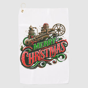 Merry Christmas steampunk Golf Towel