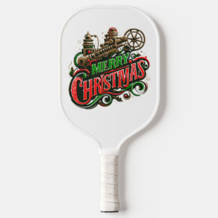 Merry Christmas steampunk Pickleball Paddle
