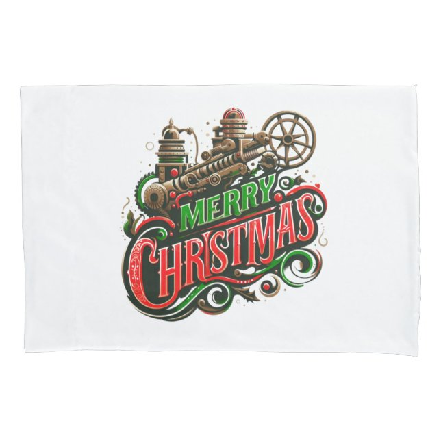 Merry Christmas steampunk Pillowcase (Front)