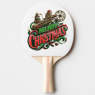 Merry Christmas steampunk Ping Pong Paddle