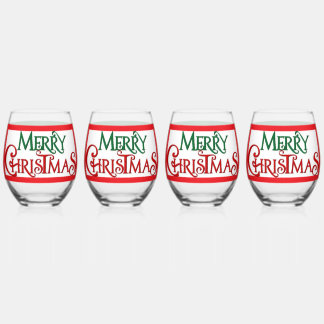 Merry christmas stemless wine glass