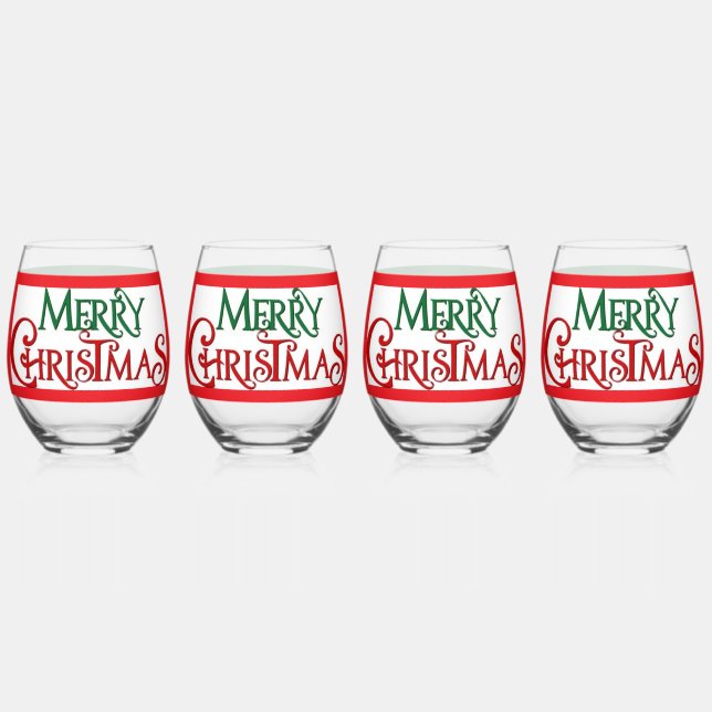 Merry christmas stemless wine glass (Front)