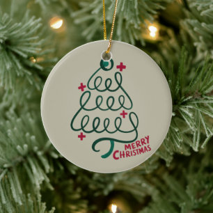 Merry Christmas Stethoscope CNA Medical Worker Ceramic Tree Decoration