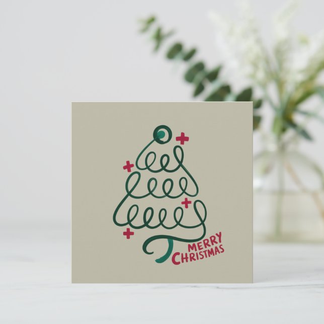 Merry Christmas Stethoscope CNA Medical Worker Invitation (Standing Front)