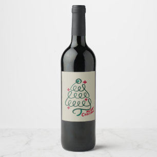 Merry Christmas Stethoscope CNA Medical Worker Wine Label