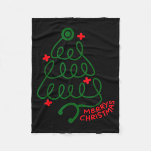 Merry Christmas Stethoscope Nurse Cna Xmas Holiday Fleece Blanket