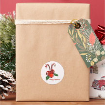 Merry Christmas Sticker – Candy Canes & Holly