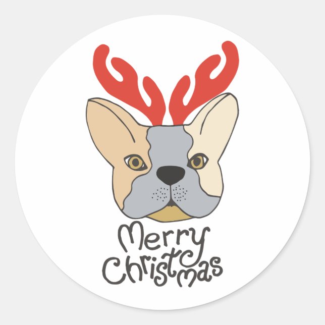 Merry Christmas Sticker Dog Xmas Design (Front)