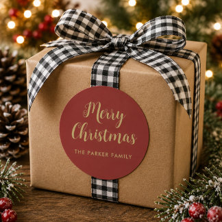 Merry Christmas Sticker | Faux Gold Casual Script
