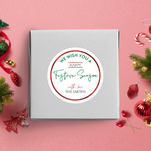Merry Christmas Sticker Red Green Personalized
