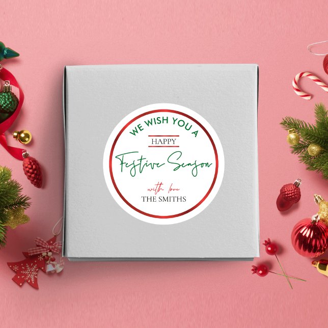 Merry Christmas Sticker Red Green Personalized (Creator Uploaded)