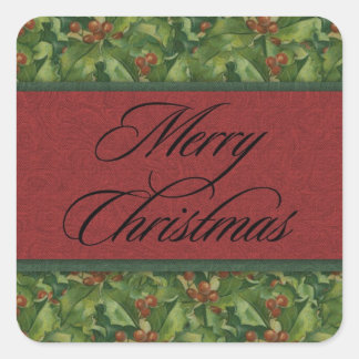 Merry Christmas Sticker with holly