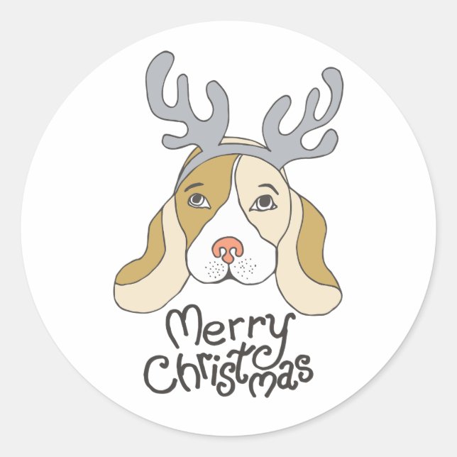 Merry Christmas Sticker Xmas Dog Gift (Front)