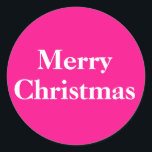 Merry Christmas Stickers Elegant Script Pink<br><div class="desc">Merry Christmas Hot Pink Round Stickers with stylish White Script on Hot Pink background. Round sticker set of 20 stickers. 30 Day Money Back Guarantee. Ships Worldwide fast.. Merry Christmas Round Stickers with beautiful decorative White Script on Hot Pink background., created by original artist RjFxx honoured with 237 art awards....</div>