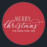 Merry Christmas Stickers Modern Red White Lettered<br><div class="desc">Merry Christmas Stickers Modern Red White Lettered</div>