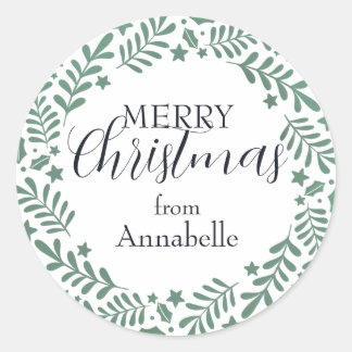 Merry Christmas stickers with simple wreath