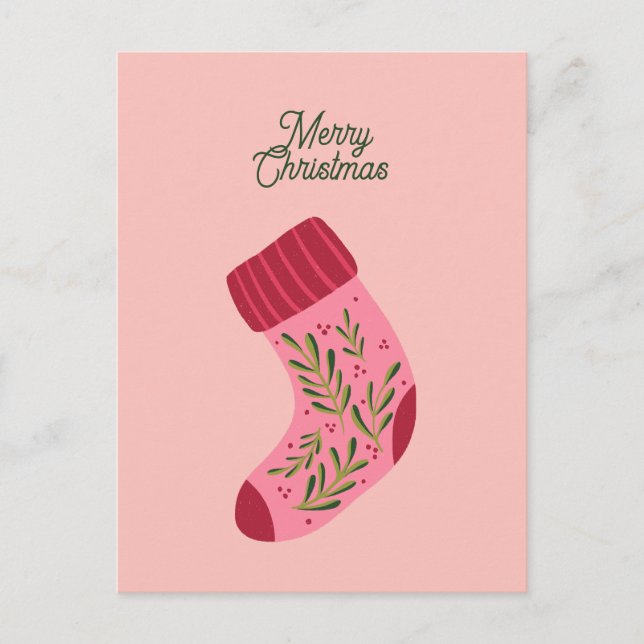 Merry Christmas Stocking Postcard (Front)
