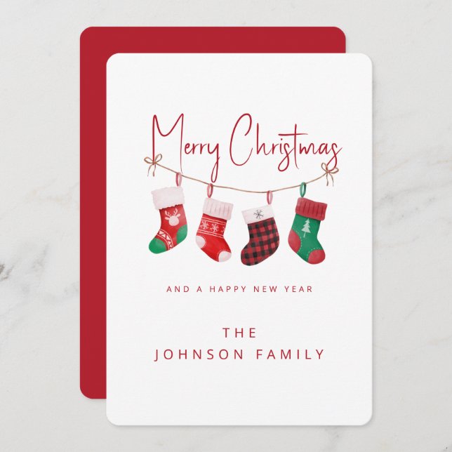 Merry Christmas Stockings Holiday Card (Front/Back)