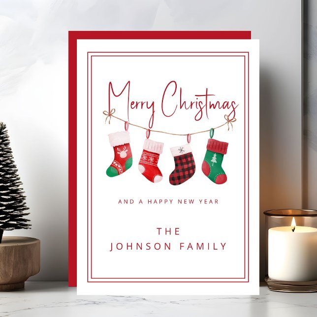 Merry Christmas Stockings Holiday Card (Merry Christmas Stockings Holiday Card)