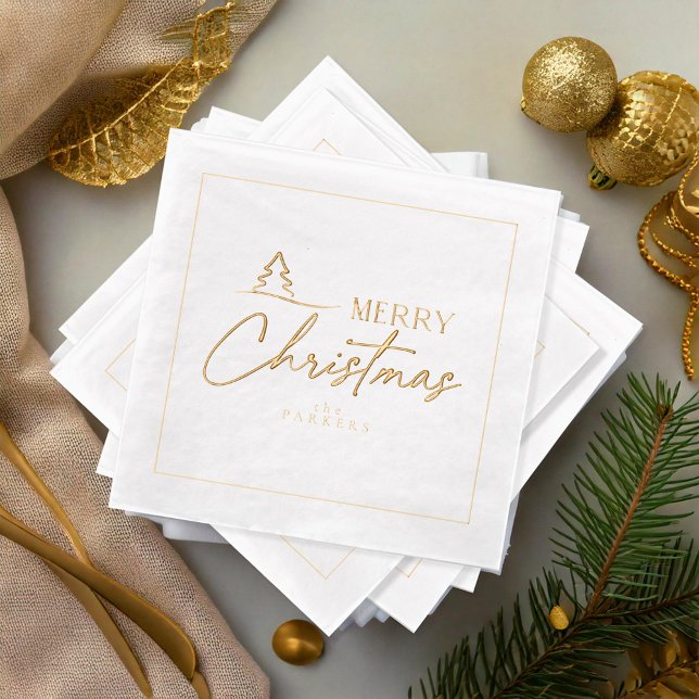  Merry Christmas Stylised Tree Motif ID1009 Foil Napkins (Creator Uploaded)