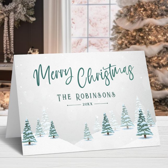 Merry Christmas Stylish Rustic Country Winter Tree Holiday Card (Available in high quality print or digital download for quick text messaging, email or self print.)